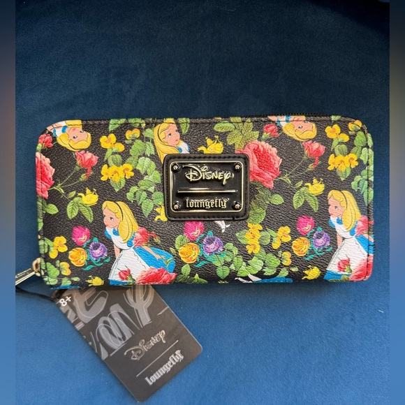 Loungefly Handbags - Disney Loungefly Alice in Wonderland Floral Zip Around Wallet NWT